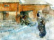 Carl Larsson en gard -i dalarna- utanfor portlidret France oil painting artist